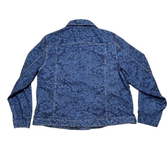 GLORIA VANDERBILT CASUALS Lace Motif Jean Jacket Women's XL Blue Button Up - Picture 2 of 14